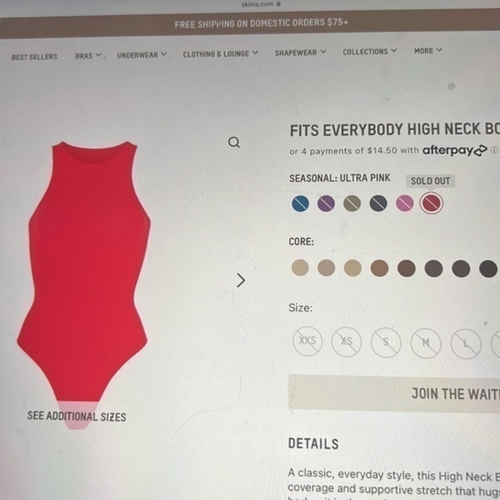 Skims Fits Everybody High Neck Bodysuit - Picture 5 of 5